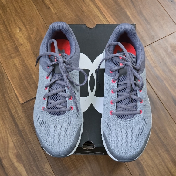 Under Armour Women's Gray and Red Sneakers - Picture 1 of 3